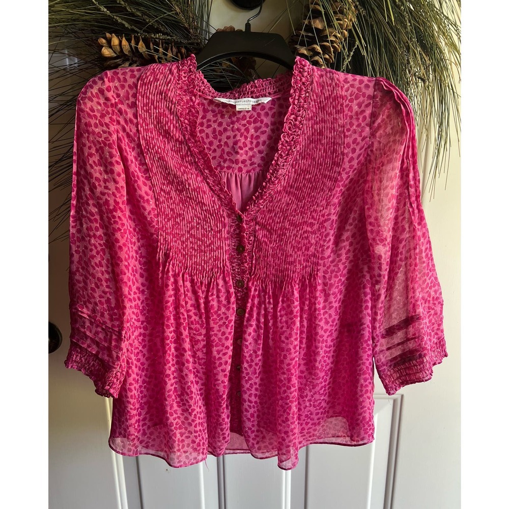 DVF Diane von Furstenberg Silk Layla Petal Dreams Pink Womens Top Size 0